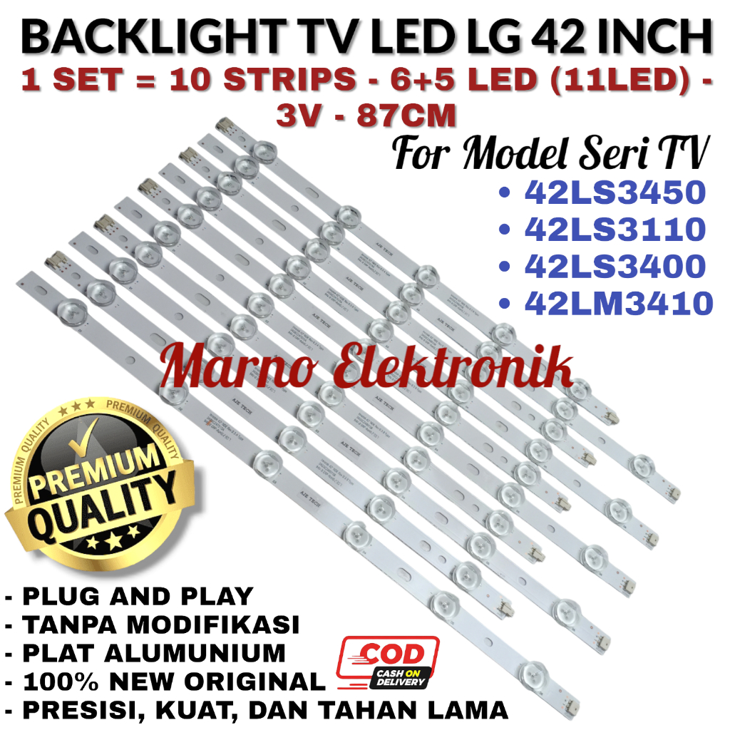 BACKLIGHT TV LED LG 42 INC INCH 42LS3450 42LS3110 42LS3400 42LM3410 42LS LAMPU LED BL 3V 6+5K ORIGIN