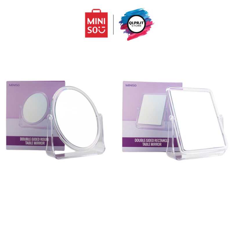 Cermin Lipat Minimalis Cermin Meja Portable 2 Sisi Miniso