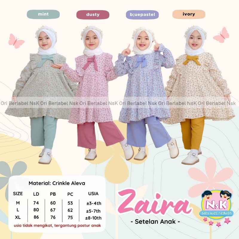 zaira set anak tunik + celana