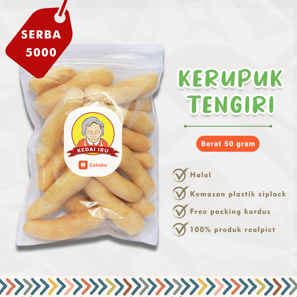 

Cemilan Murah Serba 5000 Jajanan Kerupuk Ikan Tengiri 50gram