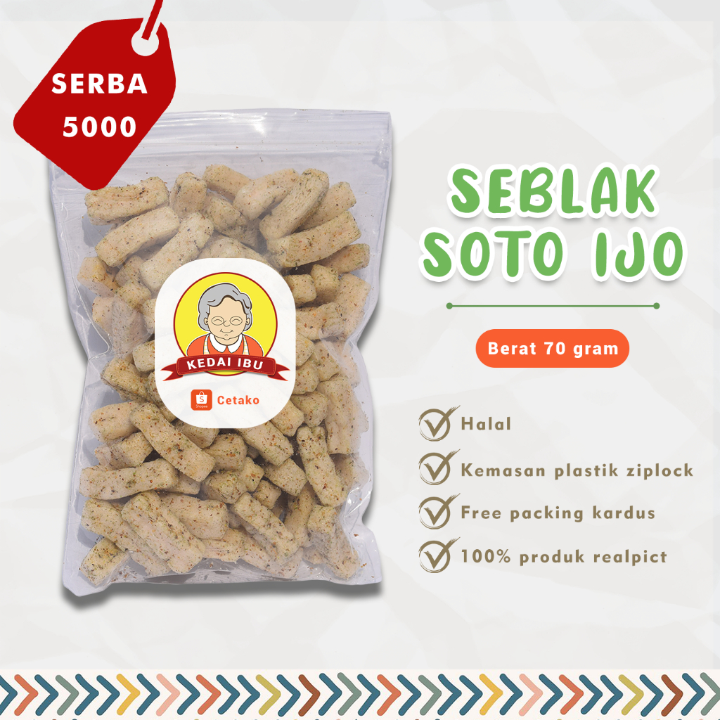 

Cemilan Murah Serba 5000 Jajanan Kerupuk Seblak Soto Ijo 60gram
