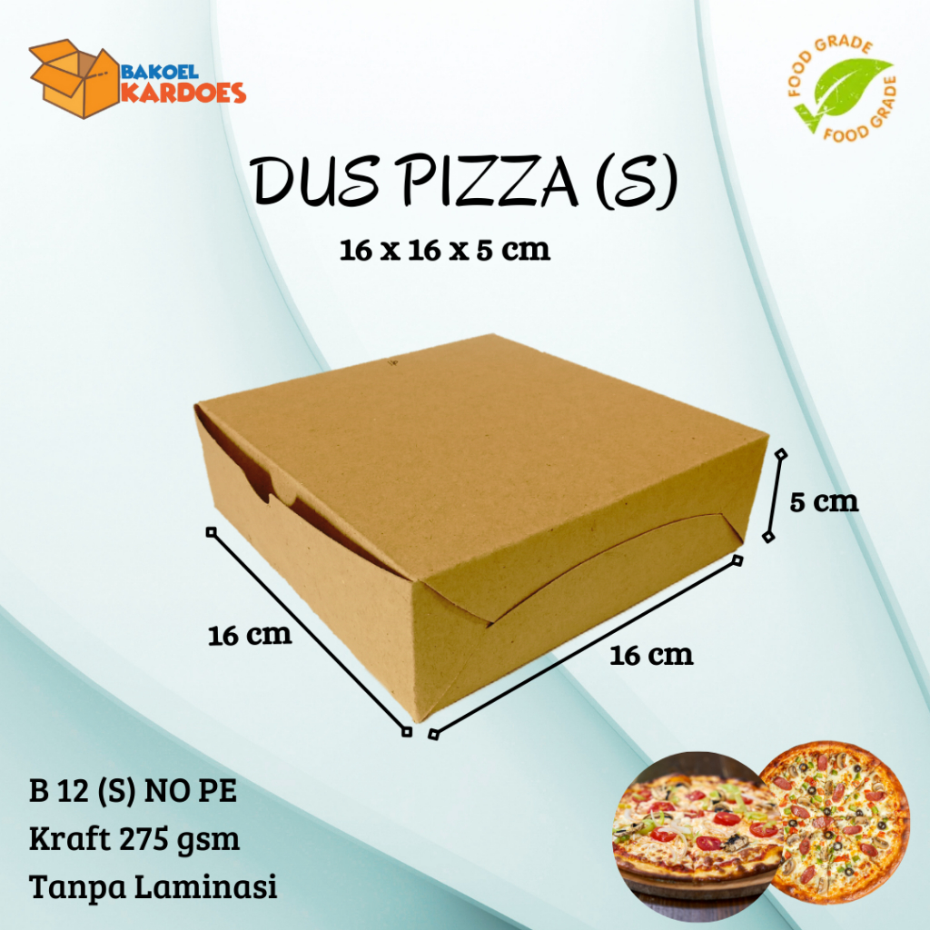 

Dus Pizza Mini, Dus Brownies Uk. 16x16x5 cm Tanpa Laminasi