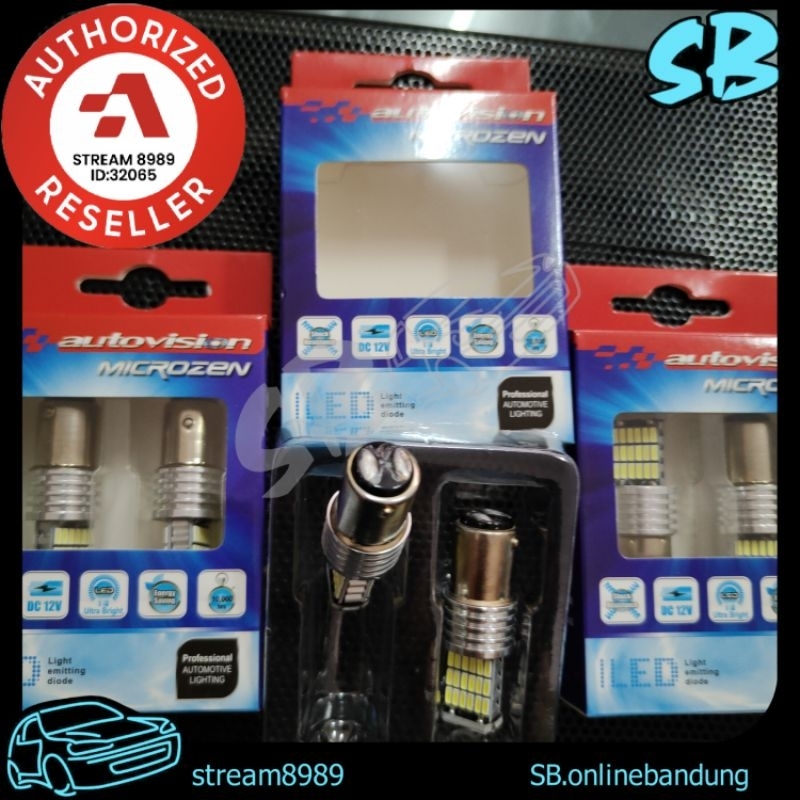 S25 Led Double White 12v 7watt no flash Autovision Lampu Rem Mobil tidak kedip