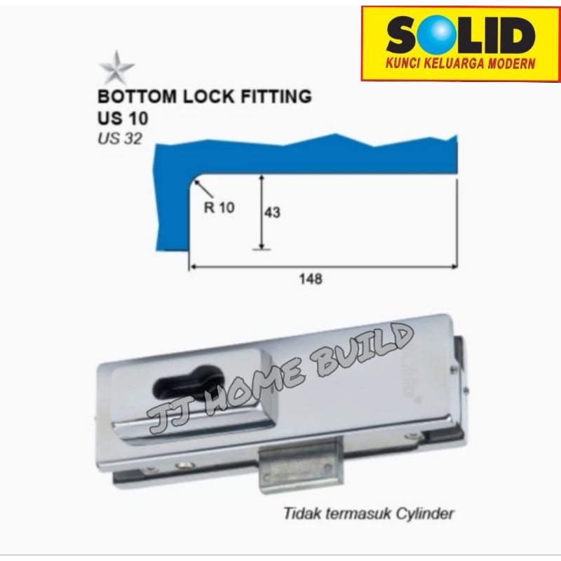 US 10 SOLID / Kunci Pintu Kaca Solid US 10 SOLID