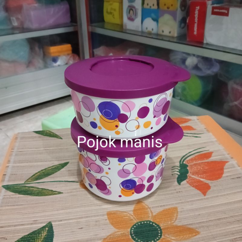 Mangkuk ilumina bowl tuperware 550ml / 800ml  ungu polkadot eceran