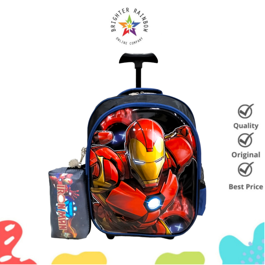 RANSEL TROLLY REBONER 31565 TAS ANAK SEKOLAH TK KARAKTER IRONMAN