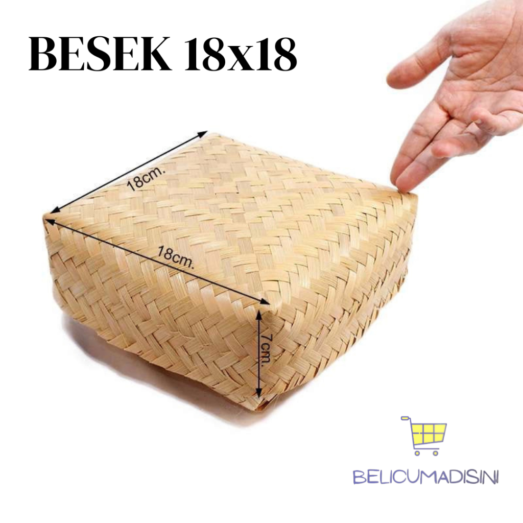 BESEK BAMBU 18x18 CM / BESEK NASI KURBAN MAKANAN SET PACKAGING HAMPERS / ANYAMAN BAMBU KERAJINAN TAN