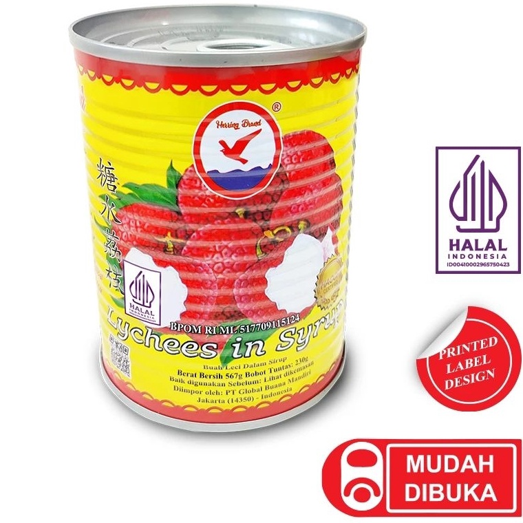 

VAR465 Terlaris Herring Brand Canned Leci Kaleng Lychee in Syrup 567gr