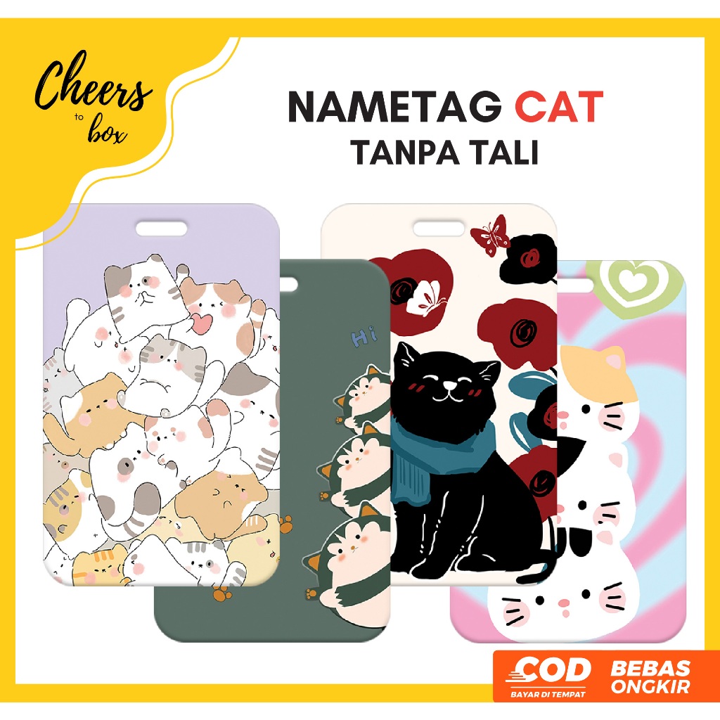 

(N009) CAT ID Card Holder / Nametag Tanpa Tali Lanyard Muat 2 Kartu / Tempat Kartu Motif Cat / Kucing Lucu