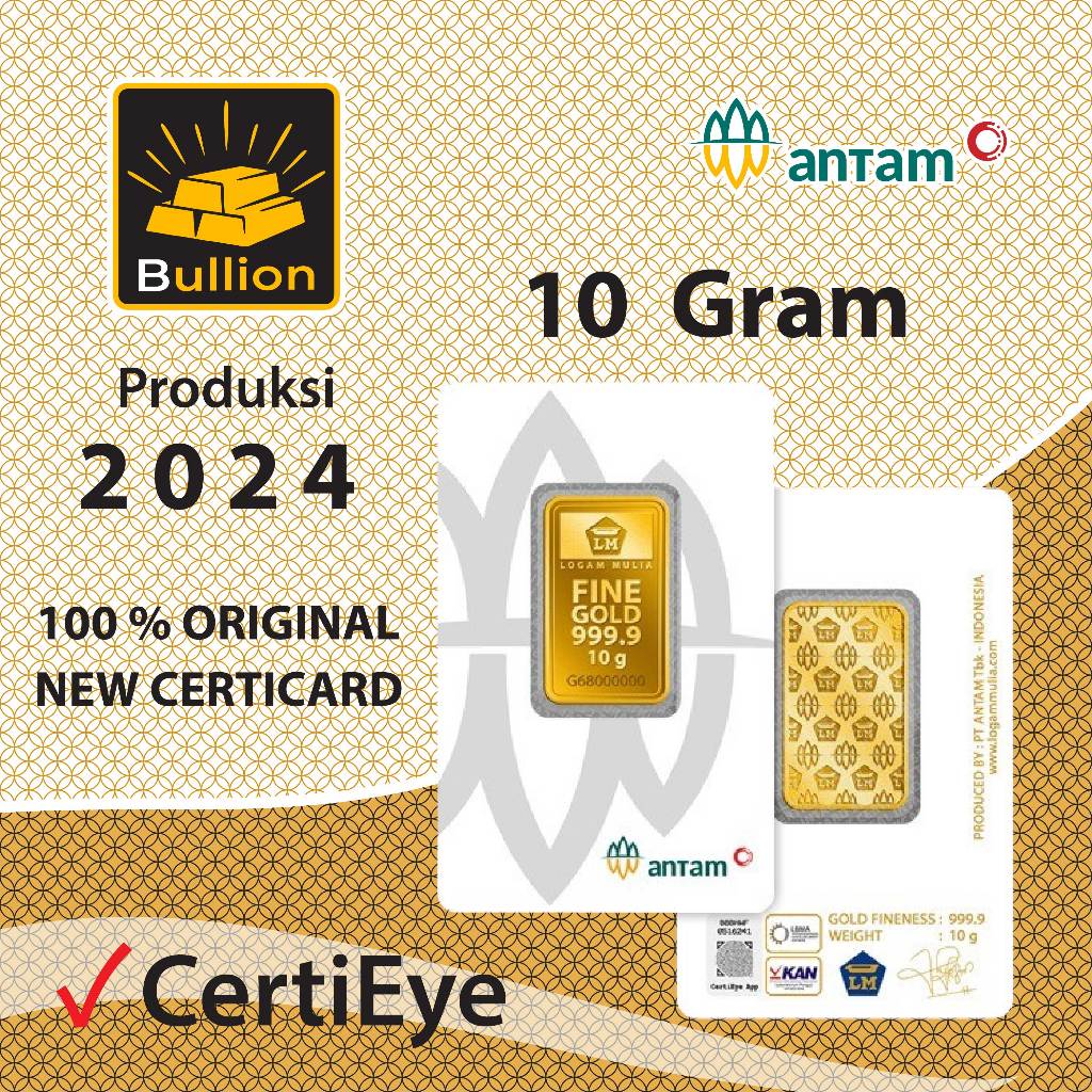 LOGAM MULIA LM ANTAM EMAS BATANGAN KEPINGAN 10 GRAM