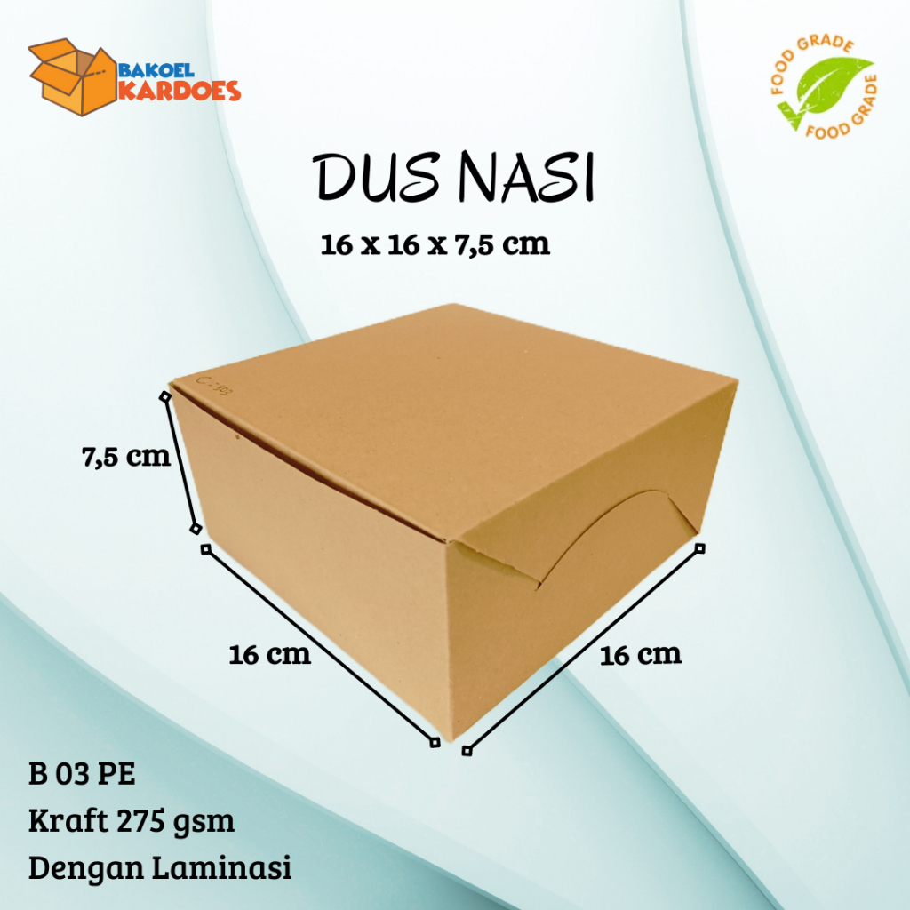 Dus Nasi B 03 Uk. 16x16x7,5 cm Dengan Laminasi