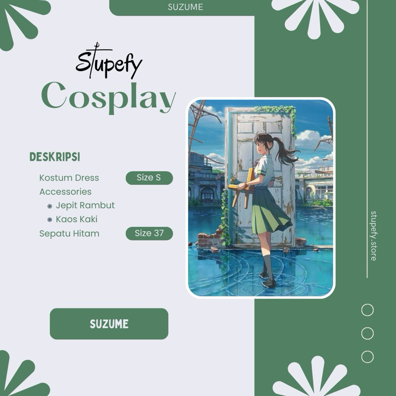 Kostum Cosplay Suzume dan Accessories