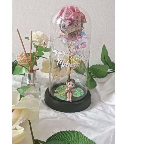 Money rose Dome glass handmade LED