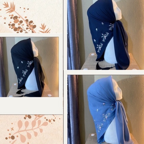 Murah Hijab Segi Empat Bordir Tassel Motif Bunga Sakura