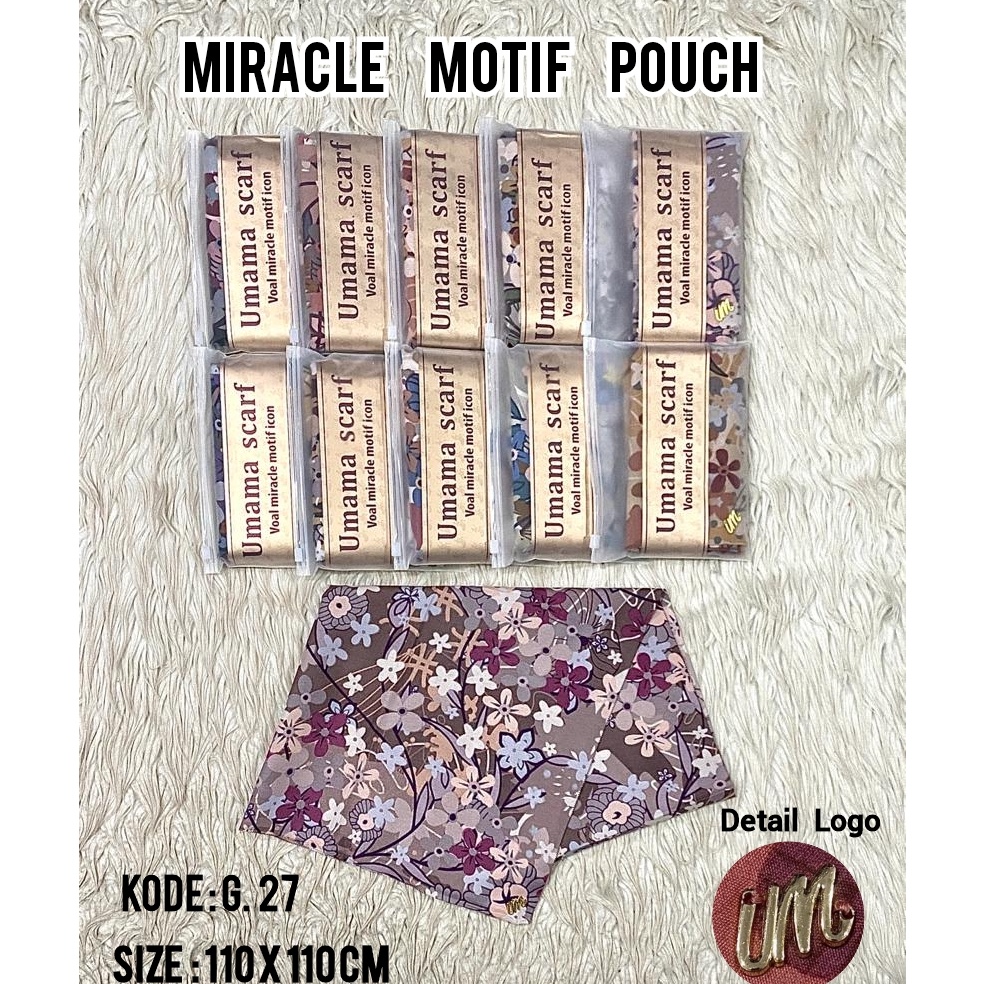 KVC584 FLASH SALE SERAGAMAN POUCH UMAMA MIRACLE MOTIF POUCH METAL LOGO ICON PLAT BESI UM VOAL 11x11 
