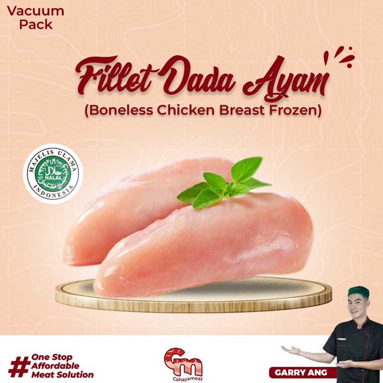 

HDW931 Terlaku Fillet Dada Ayam Tanpa Kulit Tulang Boneless Chicken Breast Premium 1kg