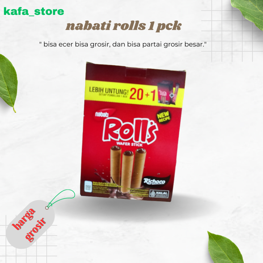 

Nabati Richeese Rolls Keju / Nabati Richoco Rolls Coklat (1 Box Isi 20 Pcs)