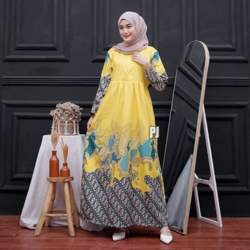 Gamis batik seragam- gamis batik terbaru - gamis batik terlaris - batik gamis - batik pergamisan - b