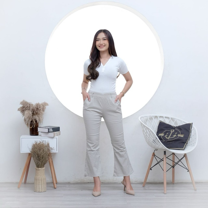 Cutbray Basic Pants Celana Cutbray Wanita Kain Katun Stretch