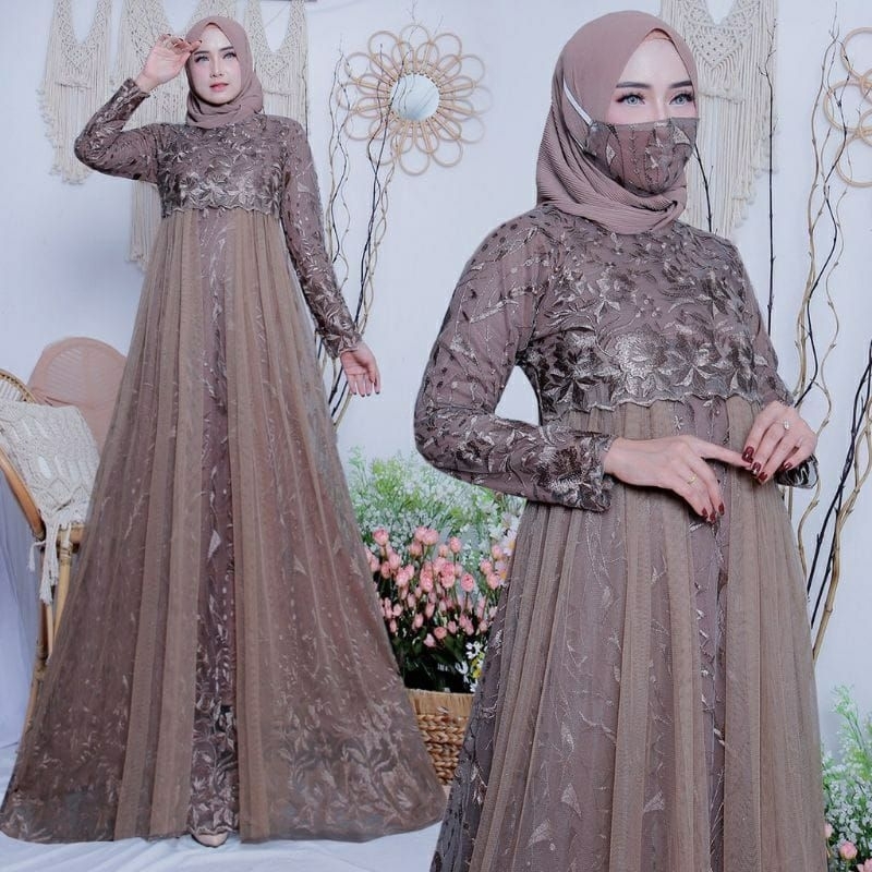 Dress Gamis Brukat Bianca Fashion Muslimah