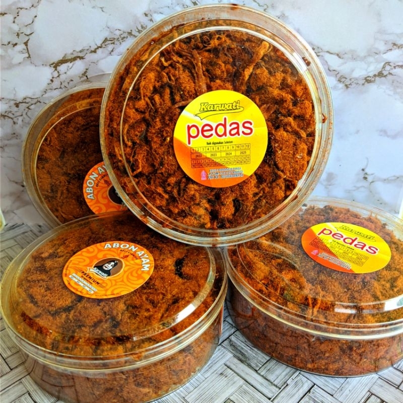 

Abon karwati cianjur kemasan toples bening rasa original & pedas