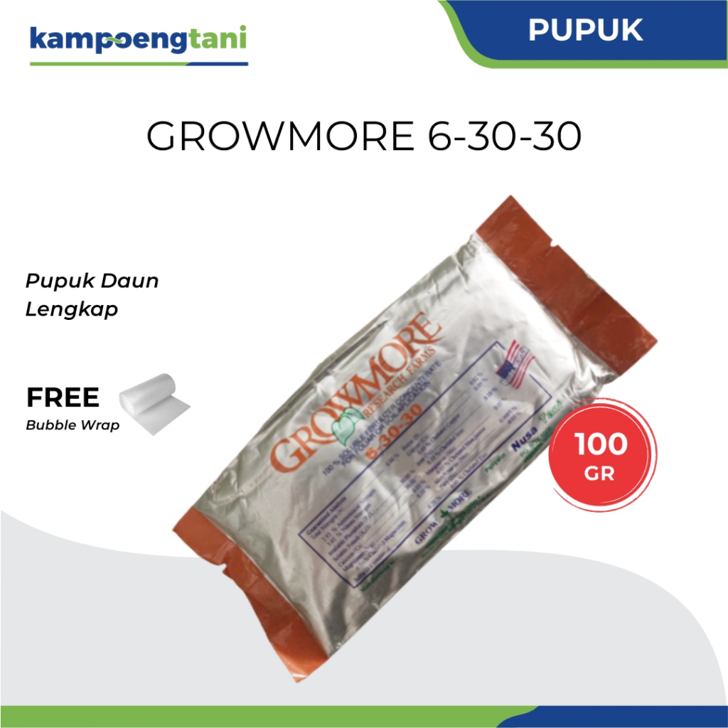 Kampoeng Tani - Growmore 6-30-30 100 gram Pupuk NPK Daun Lengkap Perangsang Bunga dan Buah