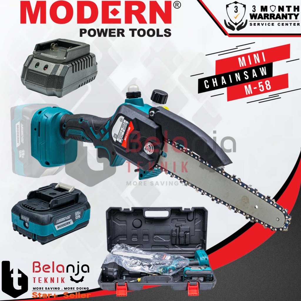 Modern Mini Chainsaw Baterai M-58 Alat Potong Dahan 20V Prunner Mini
