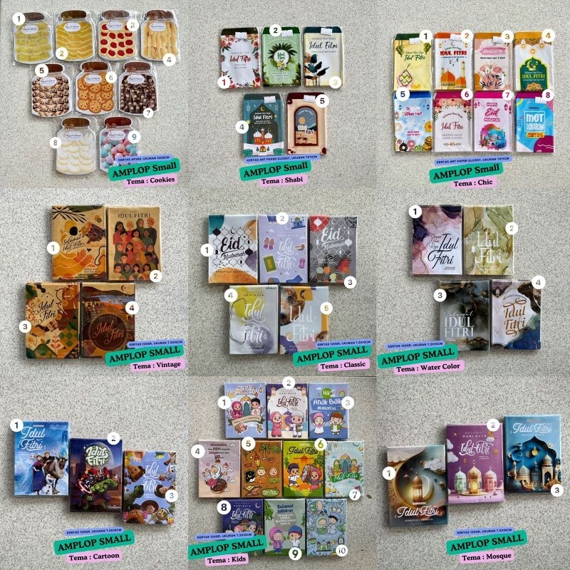 

Amplop Angpau Lebaran Idul Fitri Ukuran S Isi 10 pcs - Cookies Cartoon Watercolor Vintage