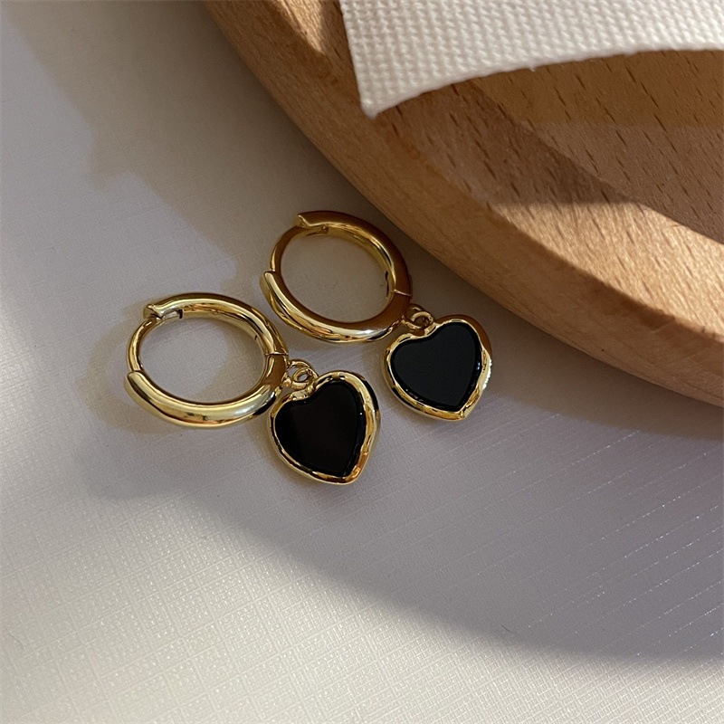 [OPALLINA] Anting "OBSIDIAN HEART" - Anting Wanita Drop S925 dengan Zirconium Stimulant bentuk Hati
