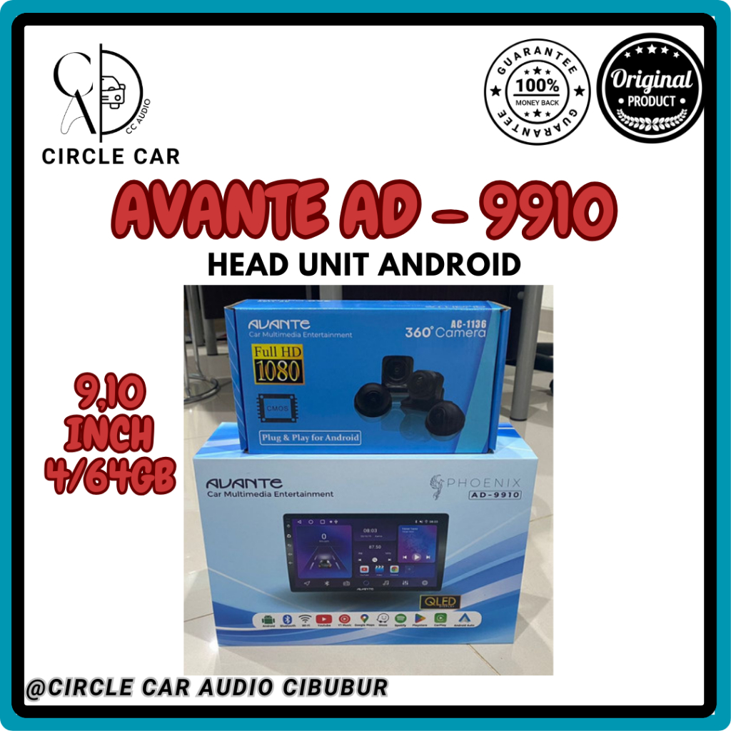 HEAD UNIT ANDROID  AVANTE AD 9 910 PHOENIX 4/64 GB 9-10 INCH BY PIONEER FREE CAMERA 360  1080P