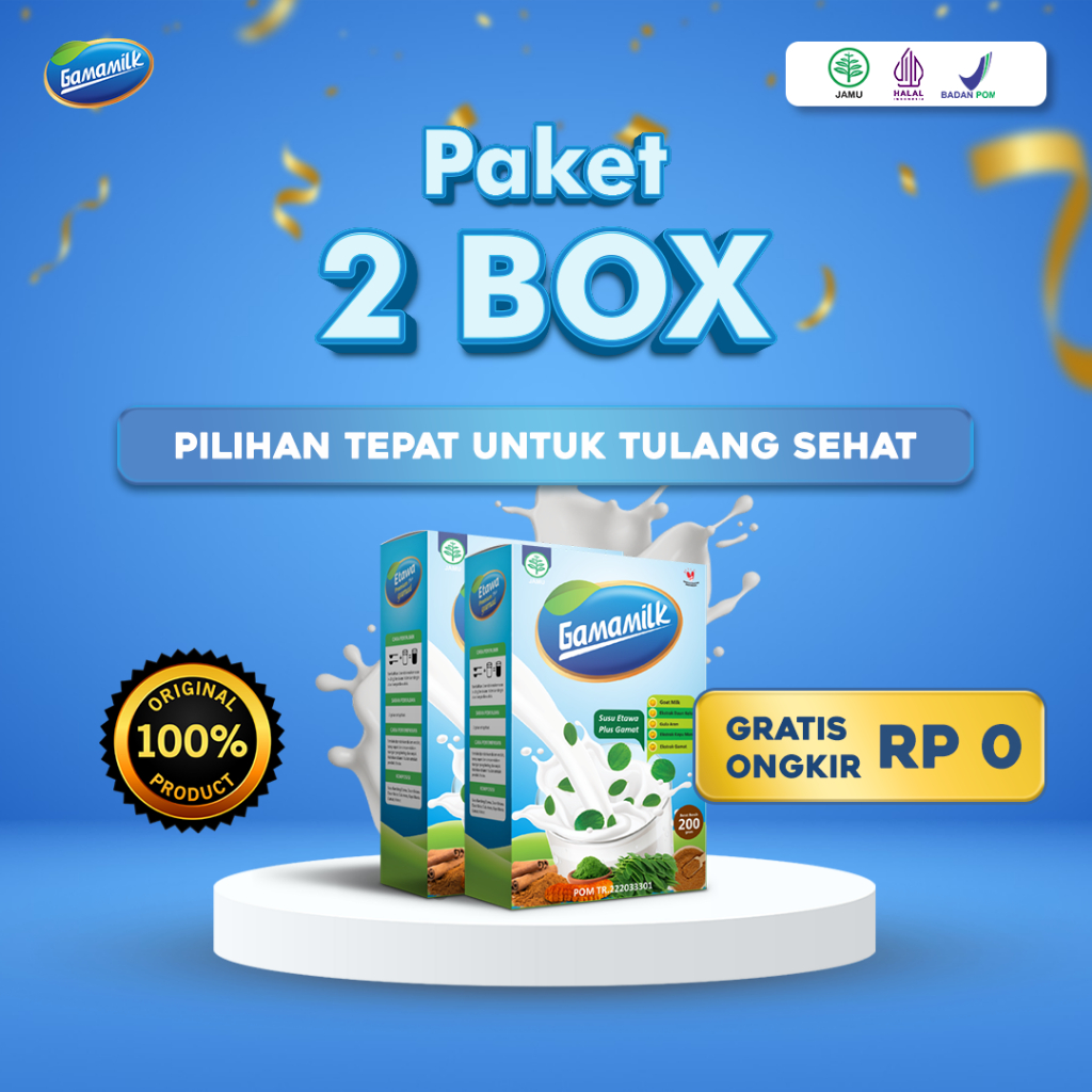 

(2 Box) SUSU GAMAMILK Untuk Mengatasi Nyeri Sendi, Asam Urat, Rematik, Masalah Pernapasan dan Asam Lambung