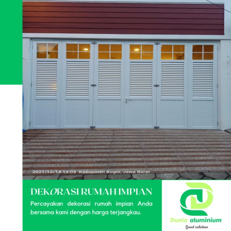 PINTU GARASI ALUMINIUM SORONG PANEL KOMBINASI