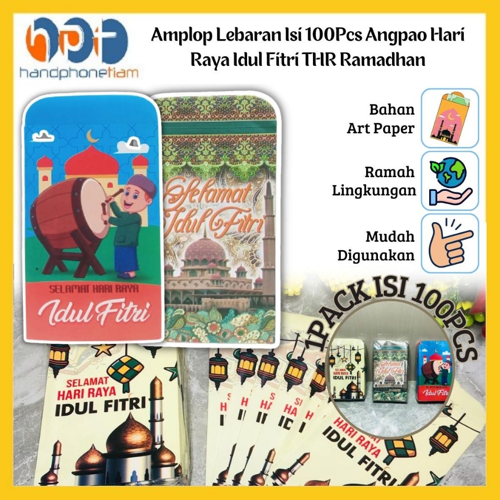 

Amplop Lebaran Isi 100Pcs Angpao Karakter Lucu Hari Raya Idul Fitri Anvelope THR Ramadhan Eid Mubarak Berkualitas