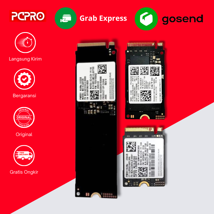 SSD Samsung 512GB NVME PCIE 2242 Gen4 PM991 SSD 256GB NVME 2230 SSD Bergaransi