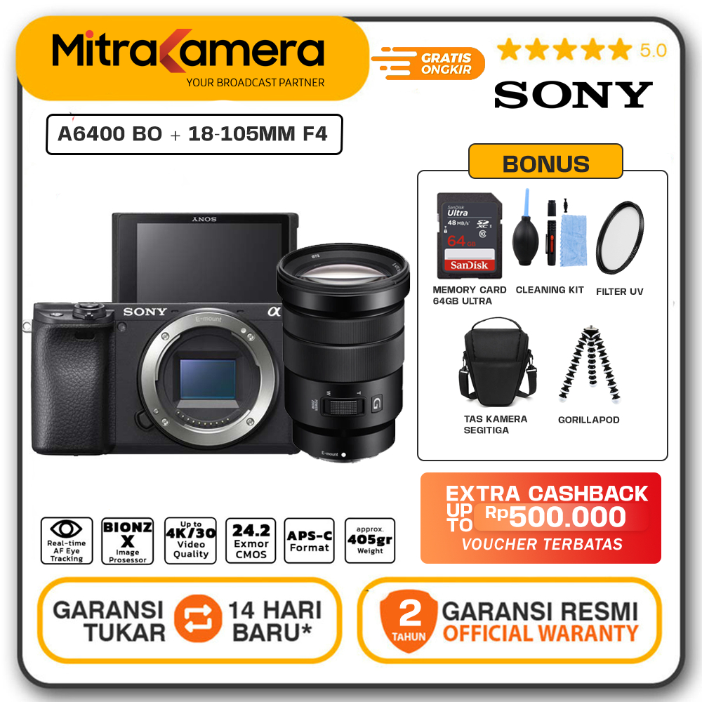Sony A6400 Body Only & 18-105mm F4 OSS Resmi
