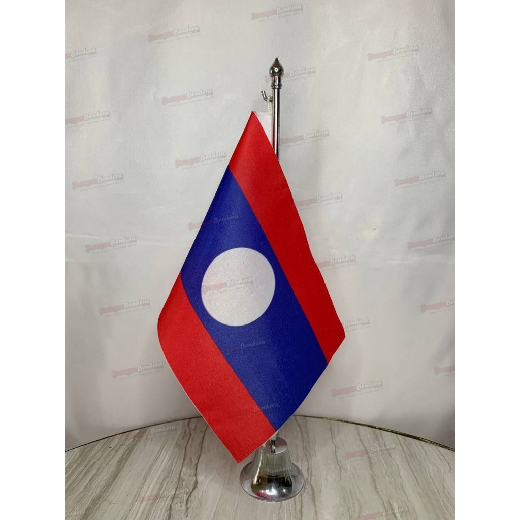 Bendera Meja Laos + Tiang Pataka Meja