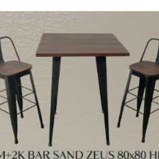 Set Meja Bar Tinggi + 2 Kursi Bahan Besi - 80x80cm