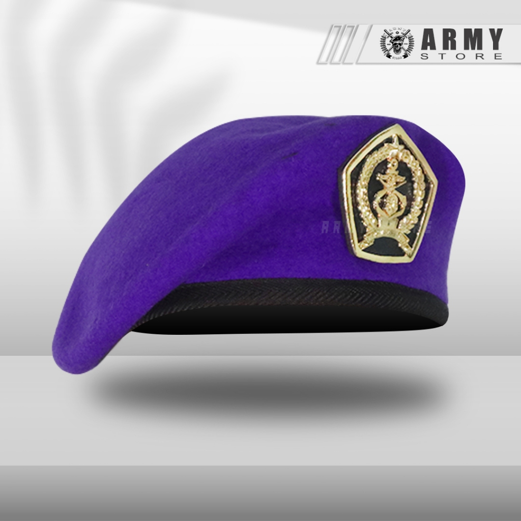Baret Ungu Menwa Satu Set + Emblem Merk Camel