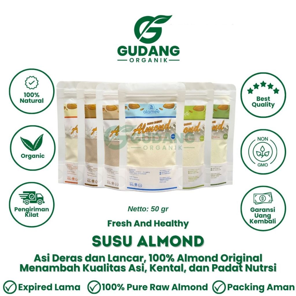 

Susu Almond Bubuk Almond Milk Powder Pelancar Asi Booster 50gr 1x Minum