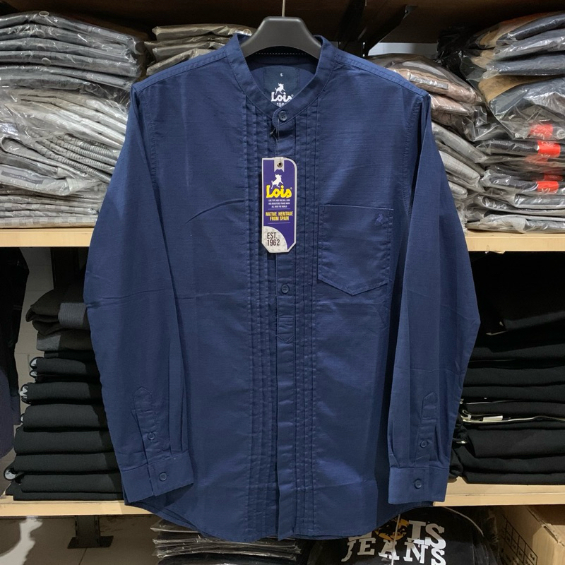 Kemeja Koko Lois Original Lengan Panjang KLK332NV Navy Biru Dongker