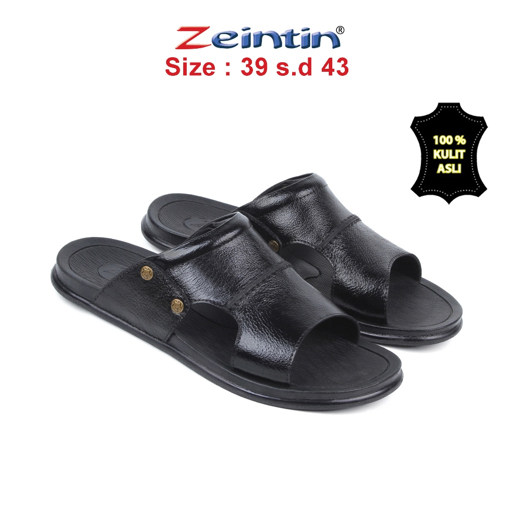 Zeintin - Sandal selop kulit pria sandal slide casual murah terbaru Sendal pria kasual KK