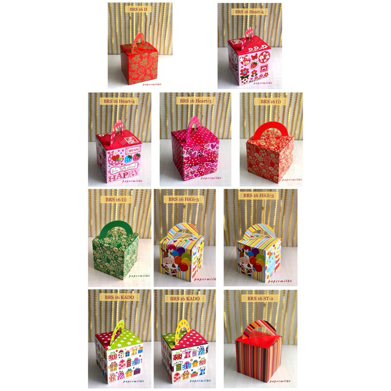 

Papermilk, Box Instant Kotak Lipat BRS 16 Banyak Motif, Packaging untuk 2 toples hardtop 584 (500Gram)