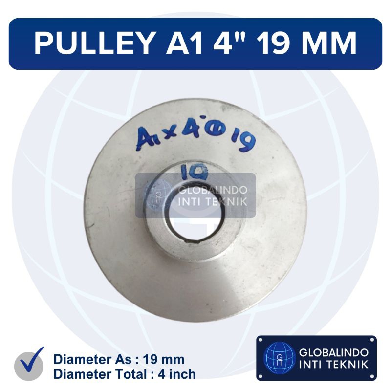 Puli Pully Pulley Mesin Dinamo Kompresor Angin Aluminium A1 4” 19 mm