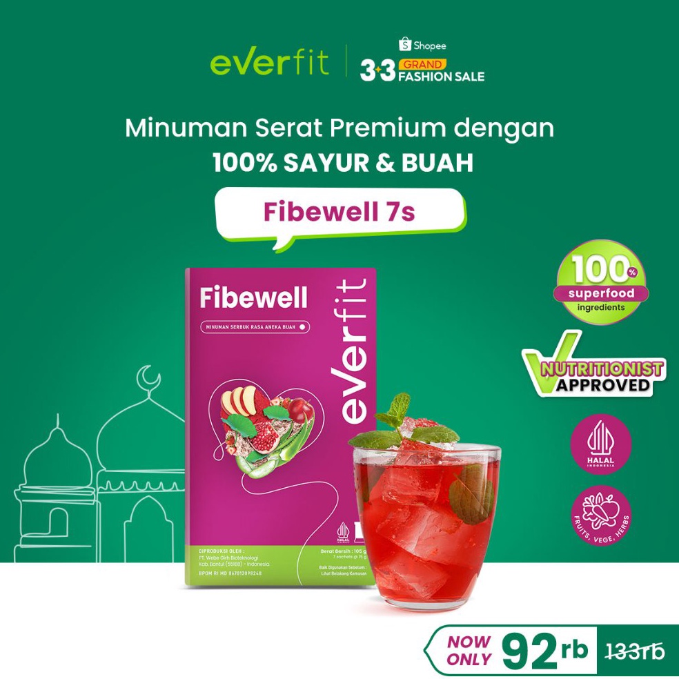 

LUL499 COD TOP PRODUCTS Everfit Fibewell Minuman Fiber Aneka Buah Halal BPOM Isi 7 14 Sachet
