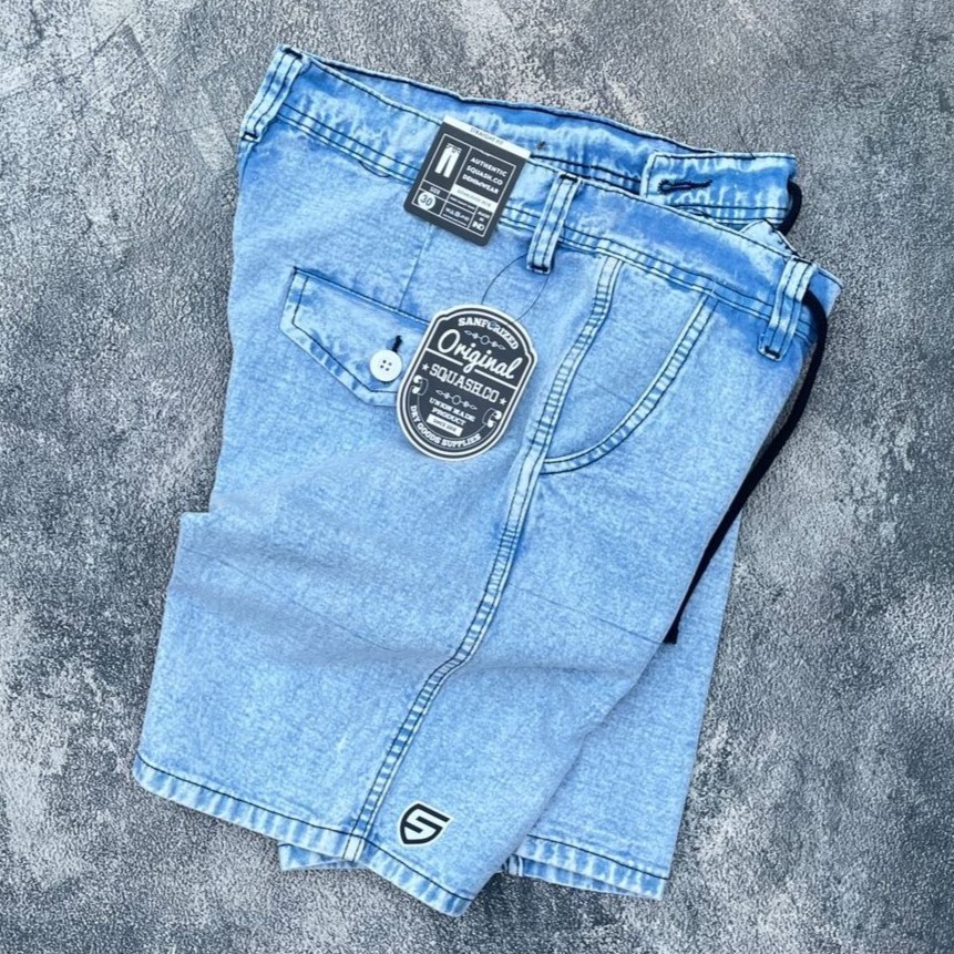 ART X48V CELANA PENDEK JEANS DENIM PREMIUM TERBARU SNOW WASH CELANA PRIA PENDEK PINGGANG TALI BOARDS