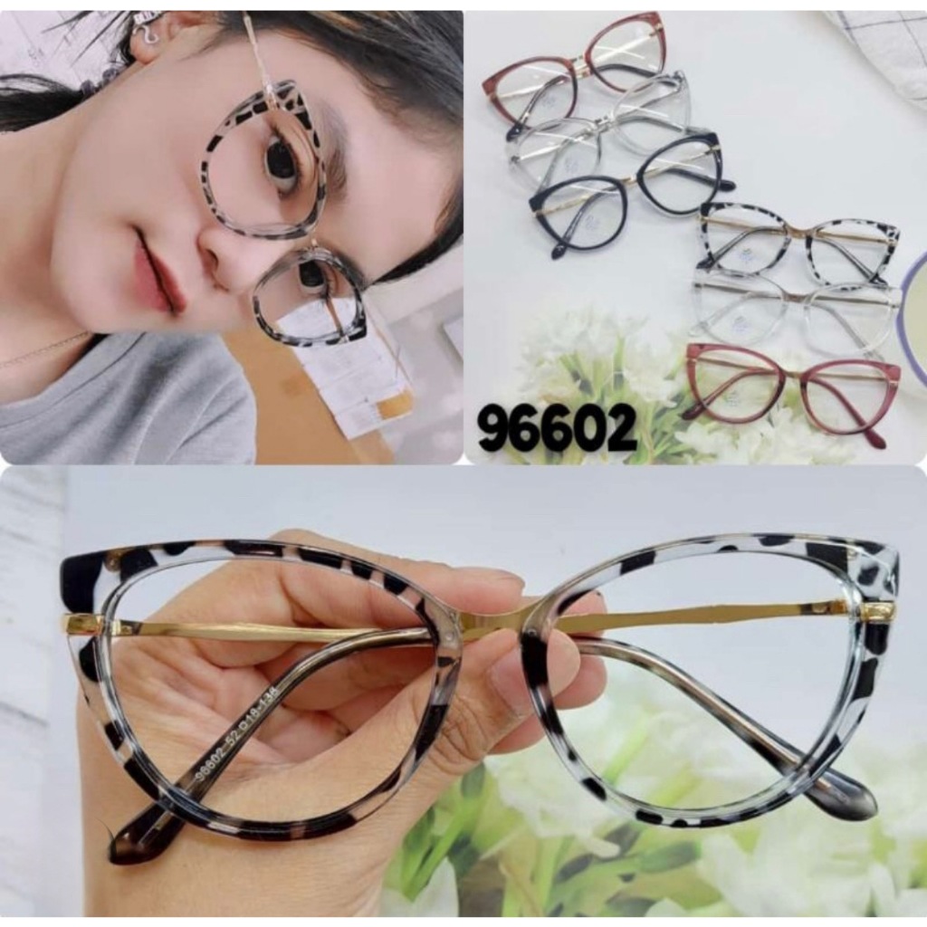 (BUY1GET1) Frame Kacamata Wanita Cat Eye RO96602,Free Lensa Photocromic Antiradiasi Minus Cylinder