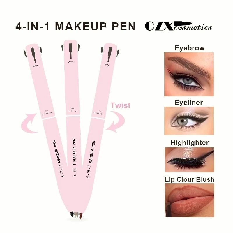 Makeup Pen 4 in 1 Murah Eyebrow Eyeliner Lipliner Praktis Travel Waterproof Original OZX