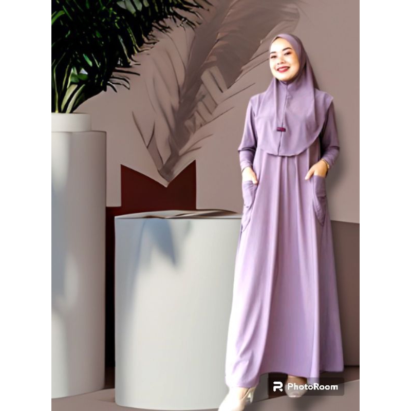 abaya jersey  jumbo set jilbab bahan   jersey zoya  muat sampai ld 130 cm terbaru