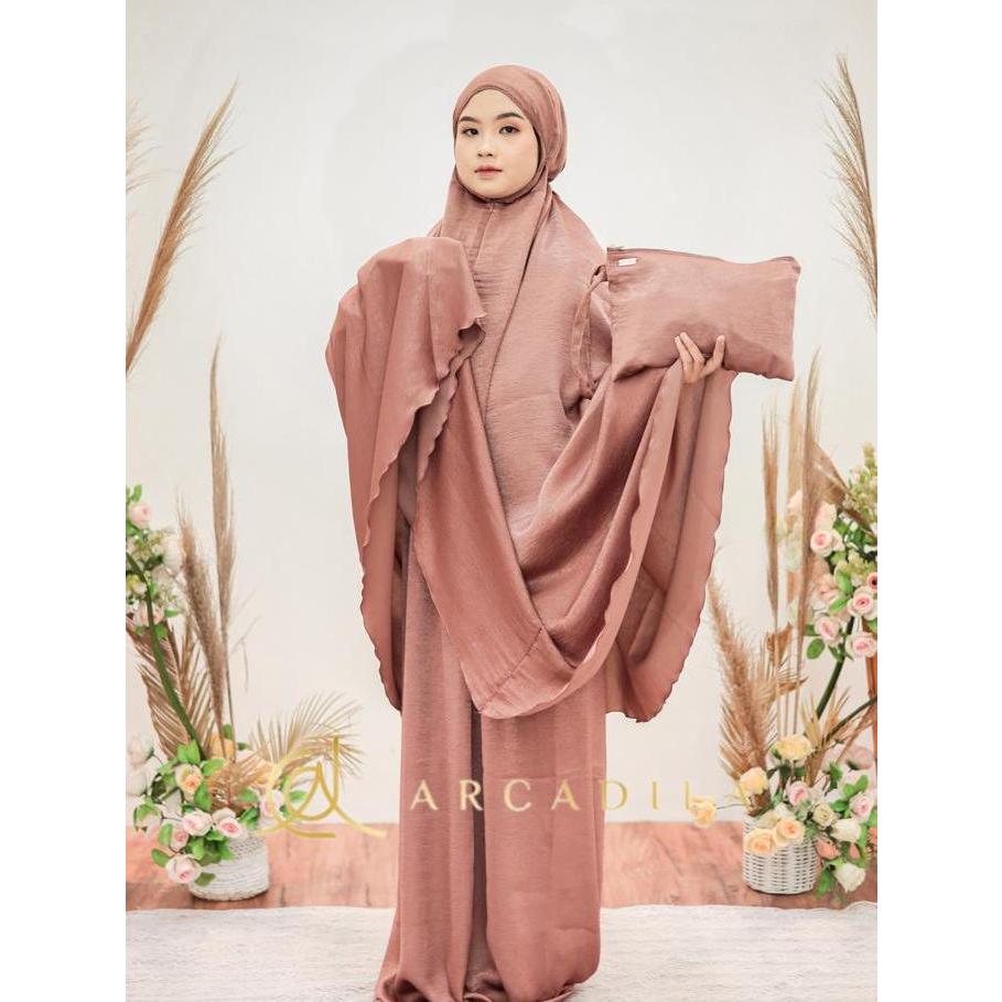 Mukena Santorini Prayer Set / Arcadila Santorini Prayer Set / Mukena Santorini Silk Premium / Mukena