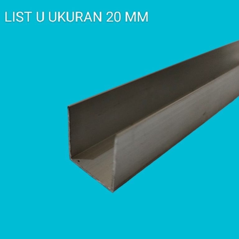 PRU189 1111 LIST U ALUMUNIUM BUAT TALI AIR UKURAN 2 CM X 2CM BAGUS